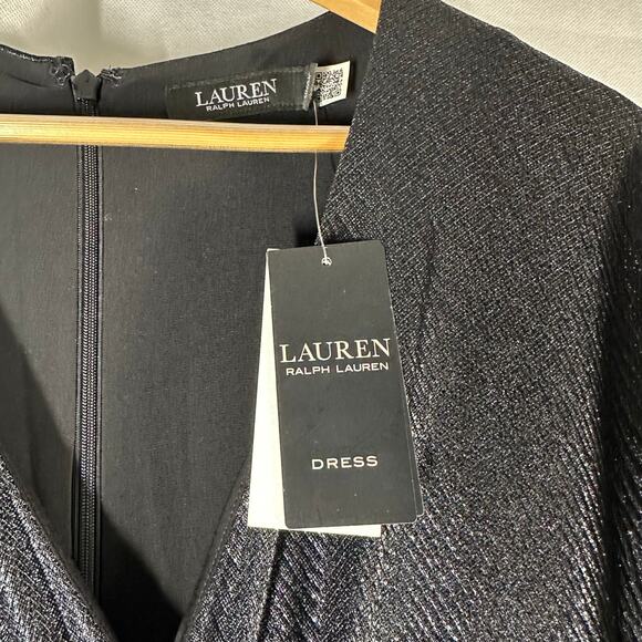 Lauren Ralph Lauren Twist-Front Cape-Overlay Gown Black Size US 6 - Picture 5 of 14